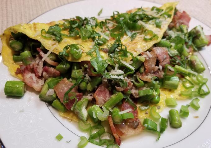 Asparagus, Mushroom, & Bacon Omelette